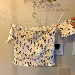 Streetwear Society, size: small, white/floral crop top